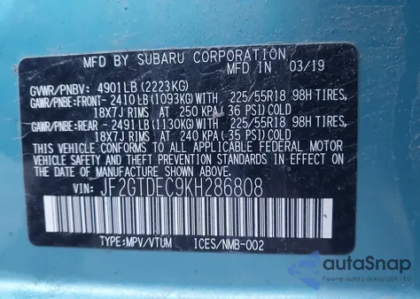 2019 Subaru Crosstrek Hybrid from USA, damaged, VIN JF2GTDEC9KH286808